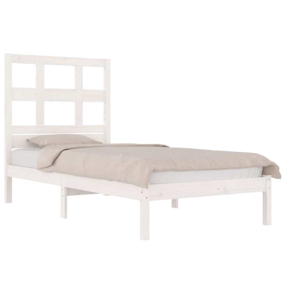 Estructura de cama sin colchón madera de pino blanca 90x200