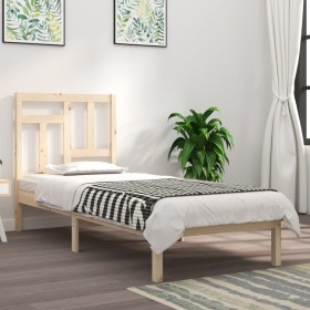 Estructura de cama sin colchón madera maciza de pino 90x200