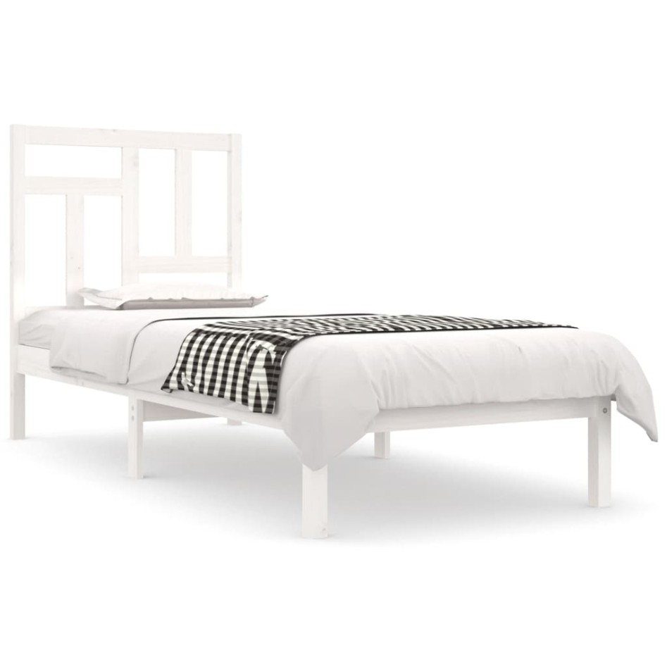 Estructura de cama sin colchón madera maciza blanca 90x190