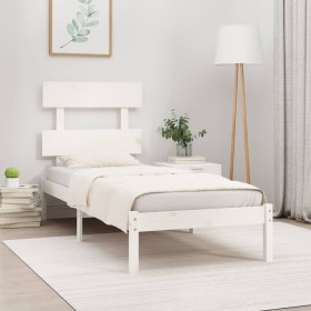 Estructura de cama madera maciza de pino blanca 90x200