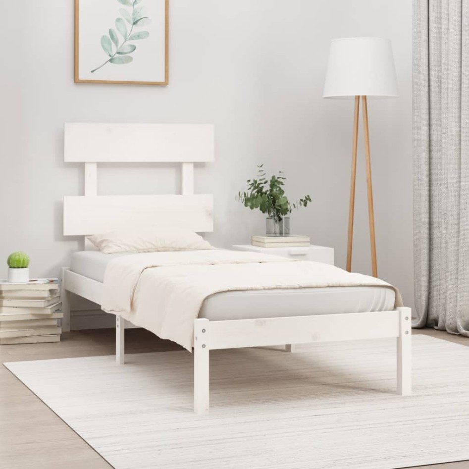Estructura de cama madera maciza de pino blanca 90x200