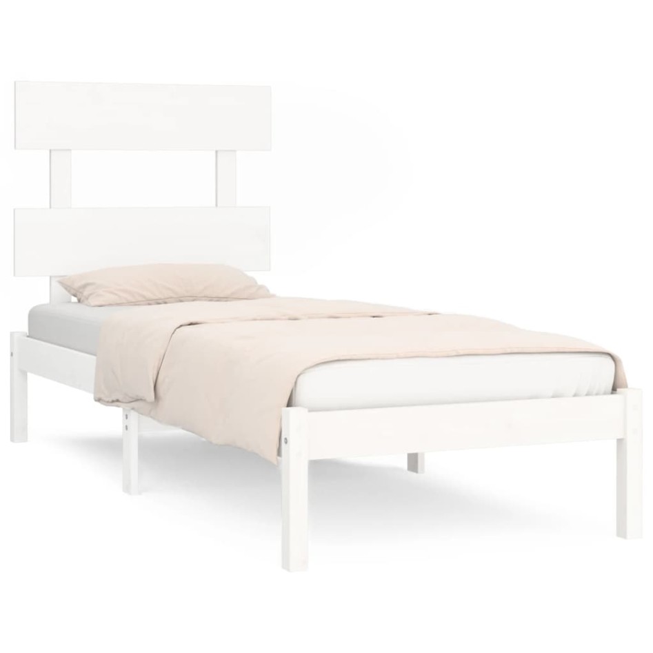 Estructura de cama madera maciza de pino blanca 90x200