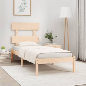 Estructura de cama madera maciza 90x190