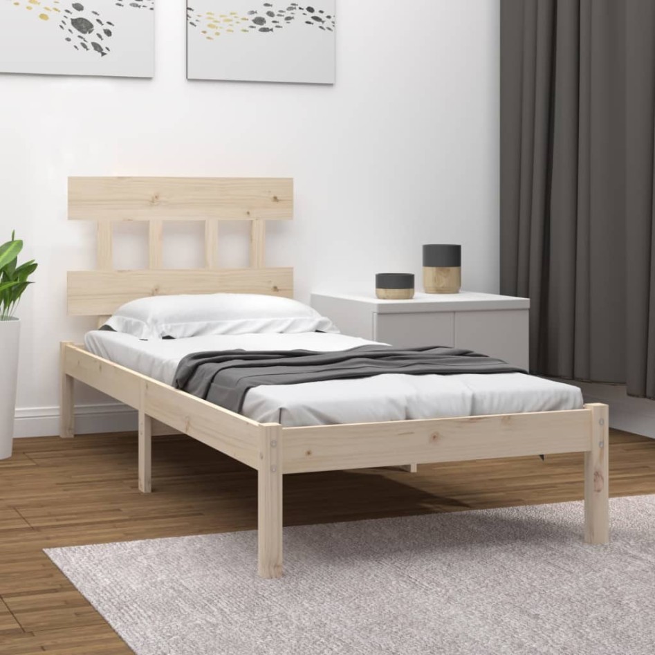 Estructura de cama madera maciza 90x190