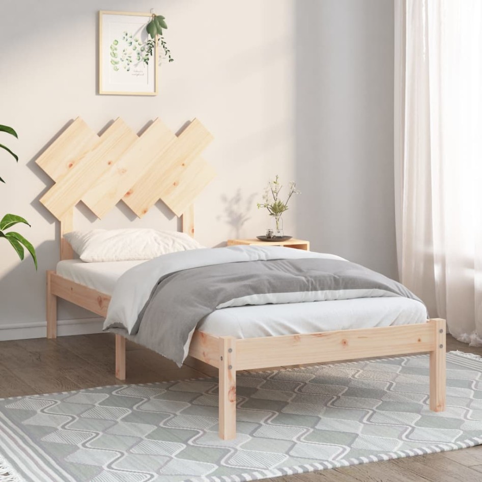 Estructura de cama madera maciza 90x200