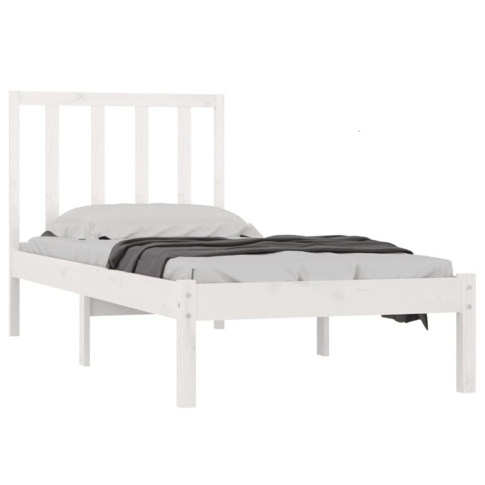 Estructura de cama sin colchón madera de pino blanca 90x200