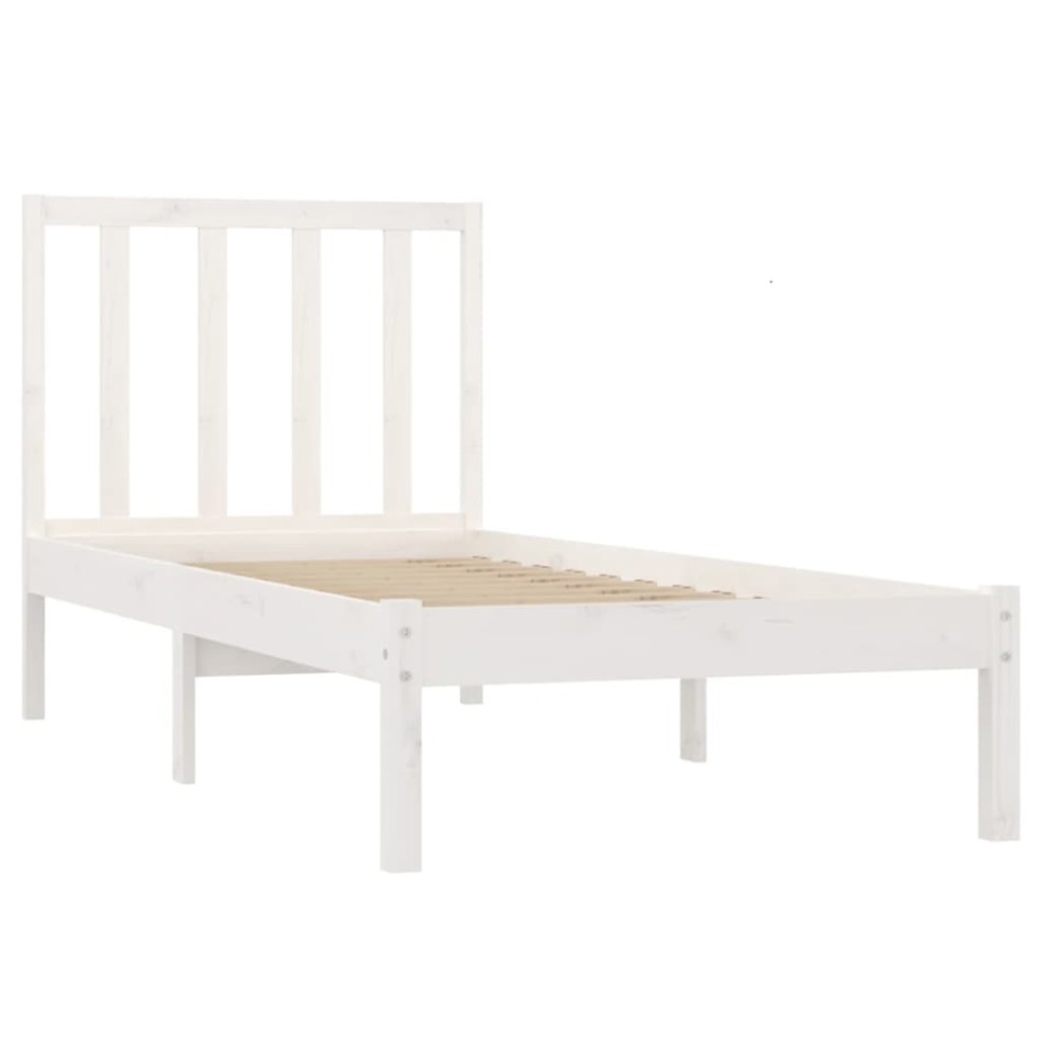 Estructura de cama sin colchón madera de pino blanca 90x200