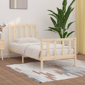 Estructura de cama madera maciza 90x190