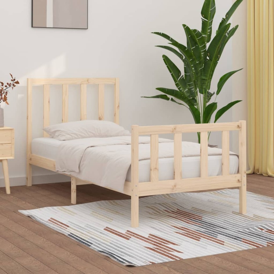 Estructura de cama madera maciza 90x190