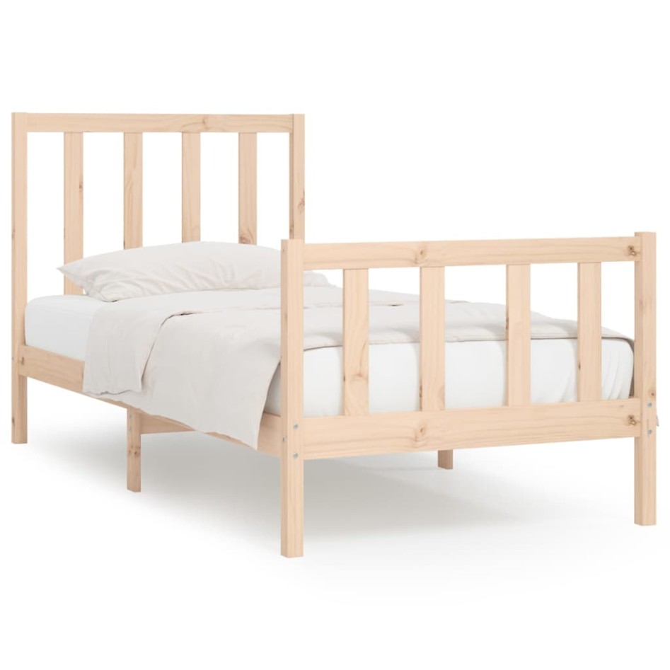 Estructura de cama madera maciza 90x190