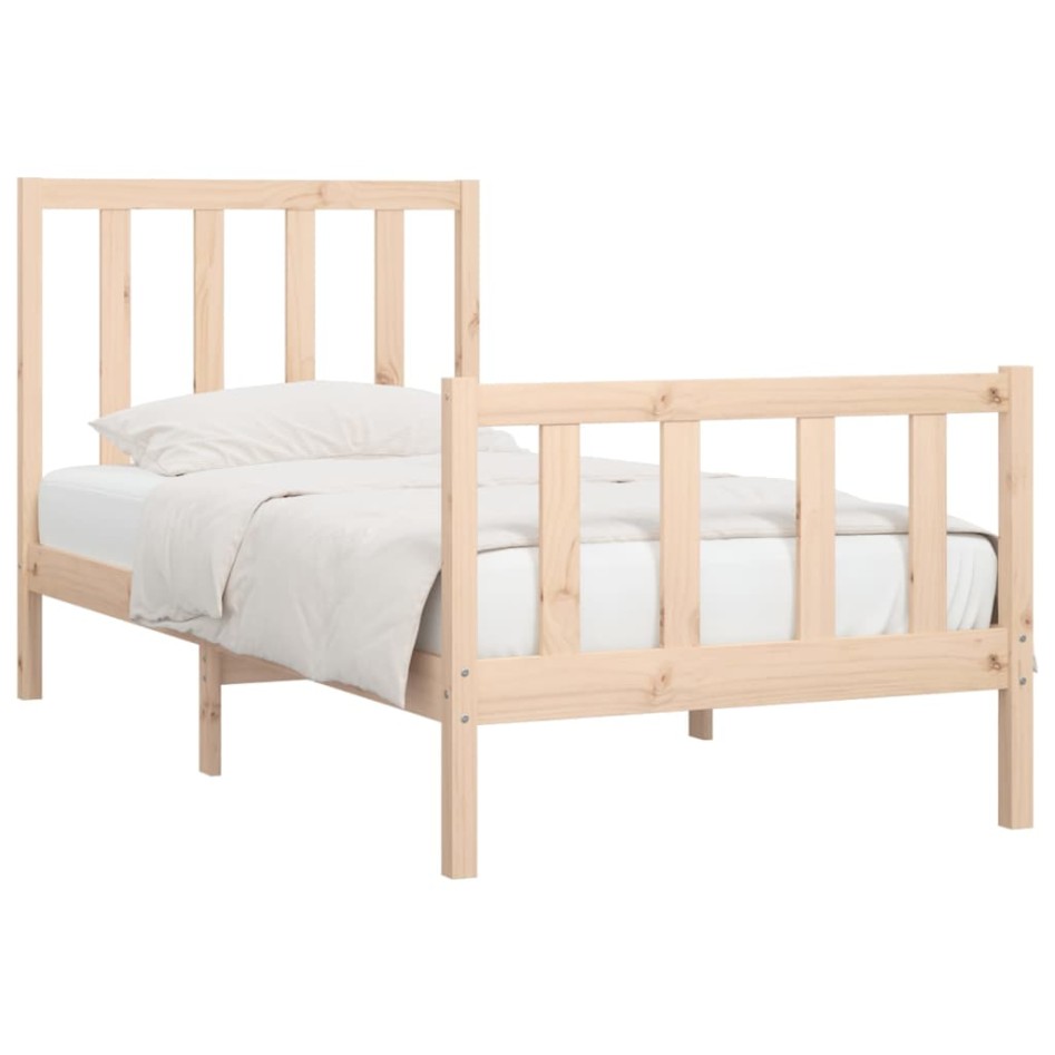 Estructura de cama madera maciza 90x190