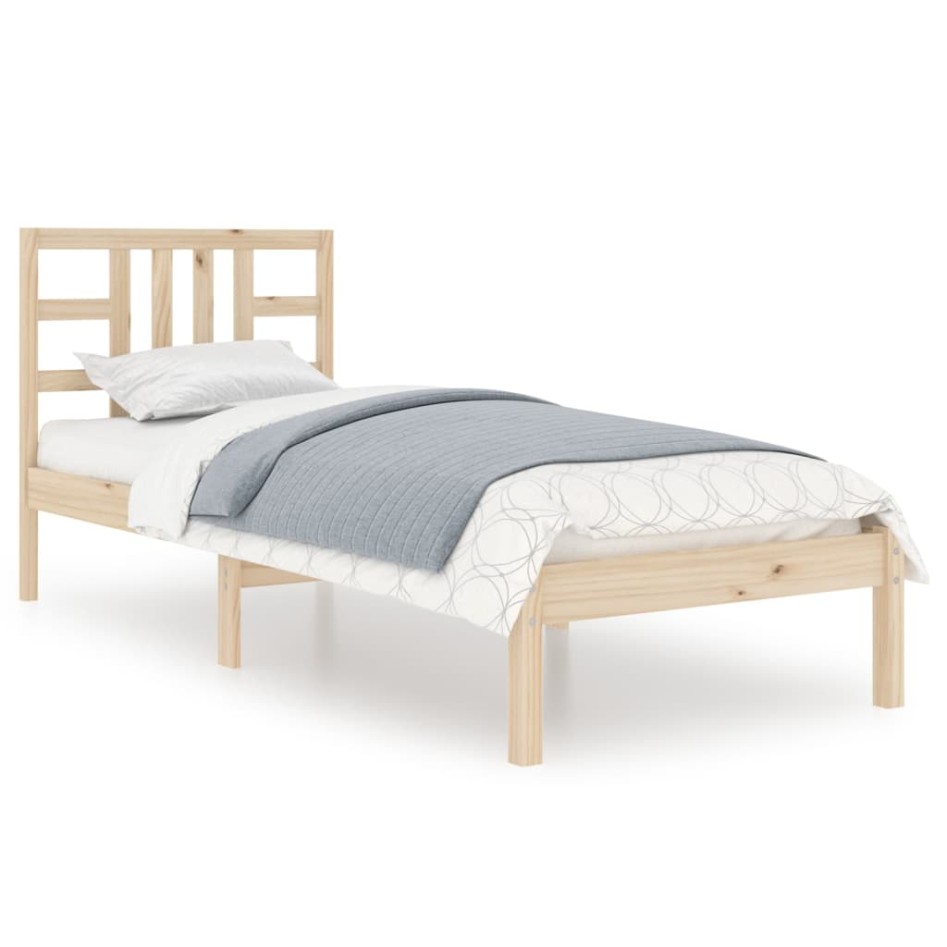 Estructura de cama madera maciza 90x190