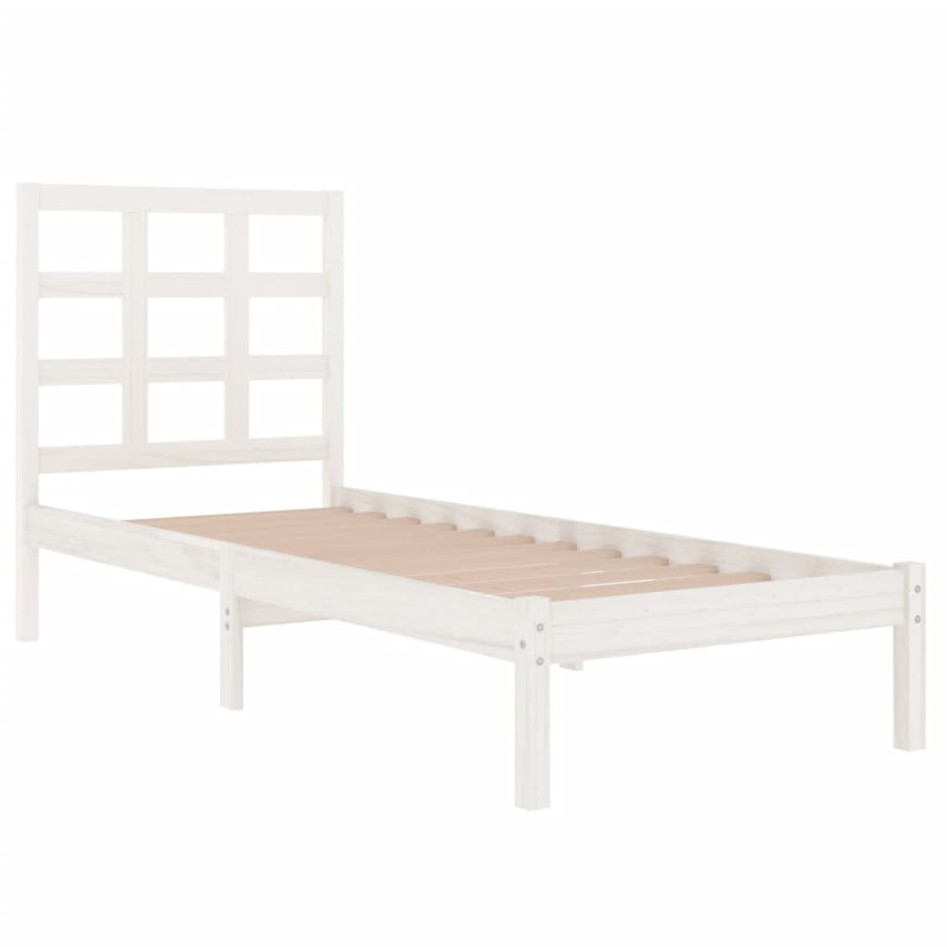 Estructura de cama individual madera maciza blanco 90x190