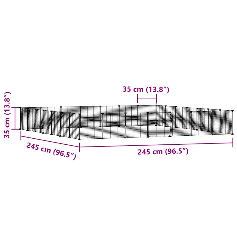 Jaula para mascotas de 28 paneles puerta acero negro 35x35
