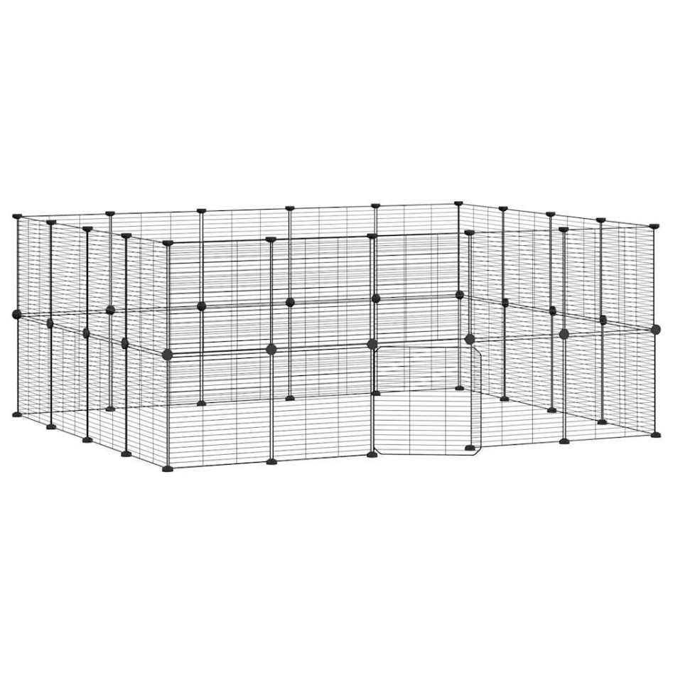 Jaula para mascotas de 36 paneles puerta acero negro 35x35