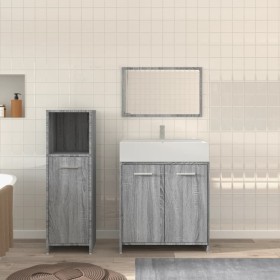 Set de muebles de baño 3 pzas madera contrachapada gris