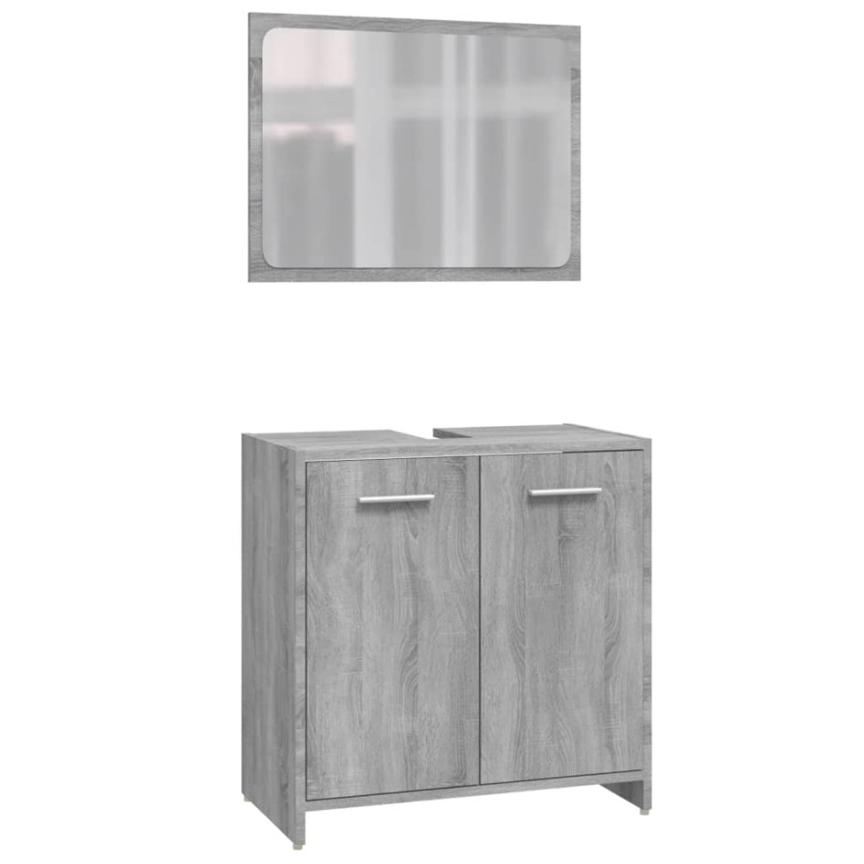 Set de muebles de baño 3 pzas madera contrachapada gris