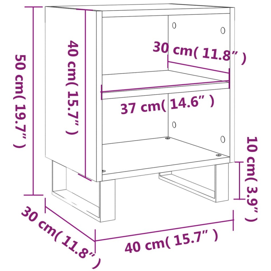 Mesitas noche 2 uds madera ingeniería roble Sonoma 40x30x50