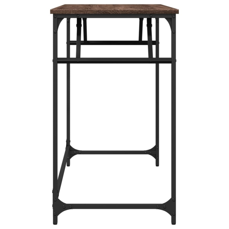 Escritorio madera ingeniería y acero roble marrón 100x45x76
