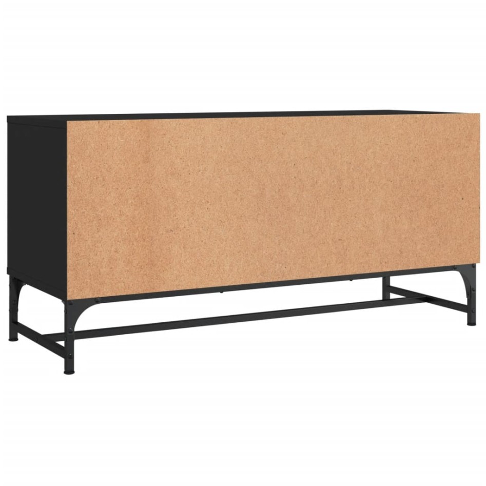 Mueble de TV con puertas de vidrio negro 102x37x50