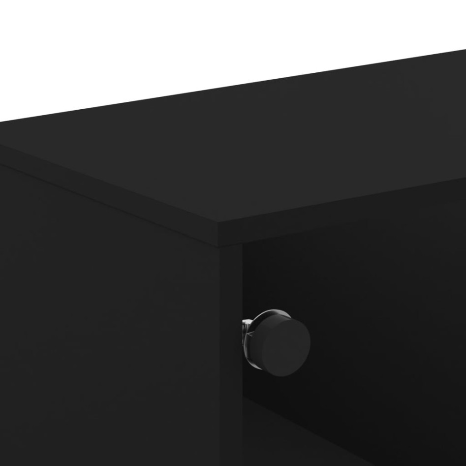 Mueble de TV con puertas de vidrio negro 102x37x50