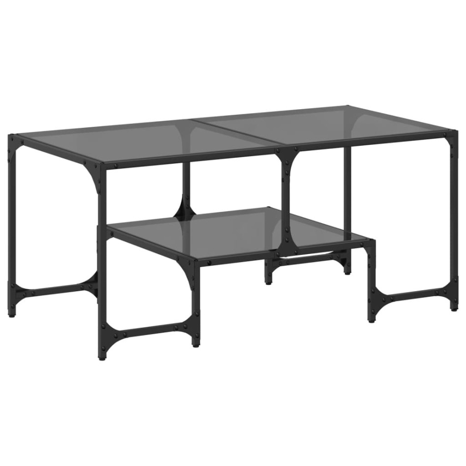 Mesa de centro superficie de vidrio acero negra 98,5x50x45