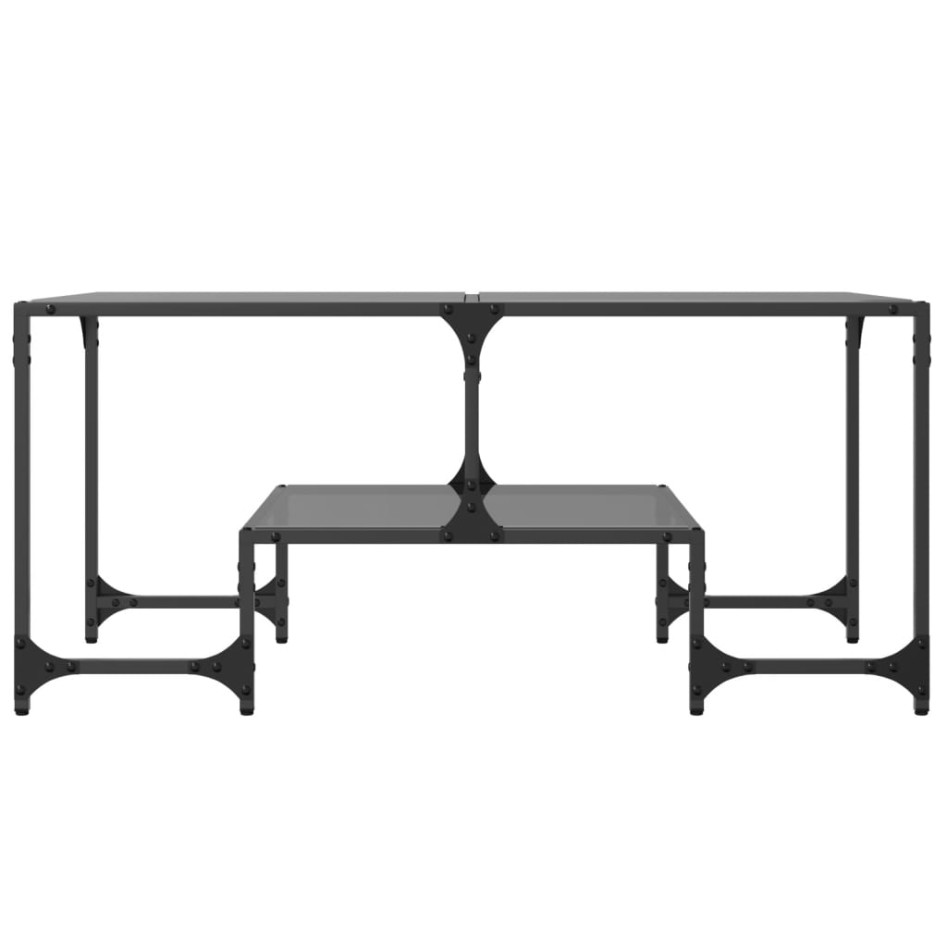 Mesa de centro superficie de vidrio acero negra 98,5x50x45