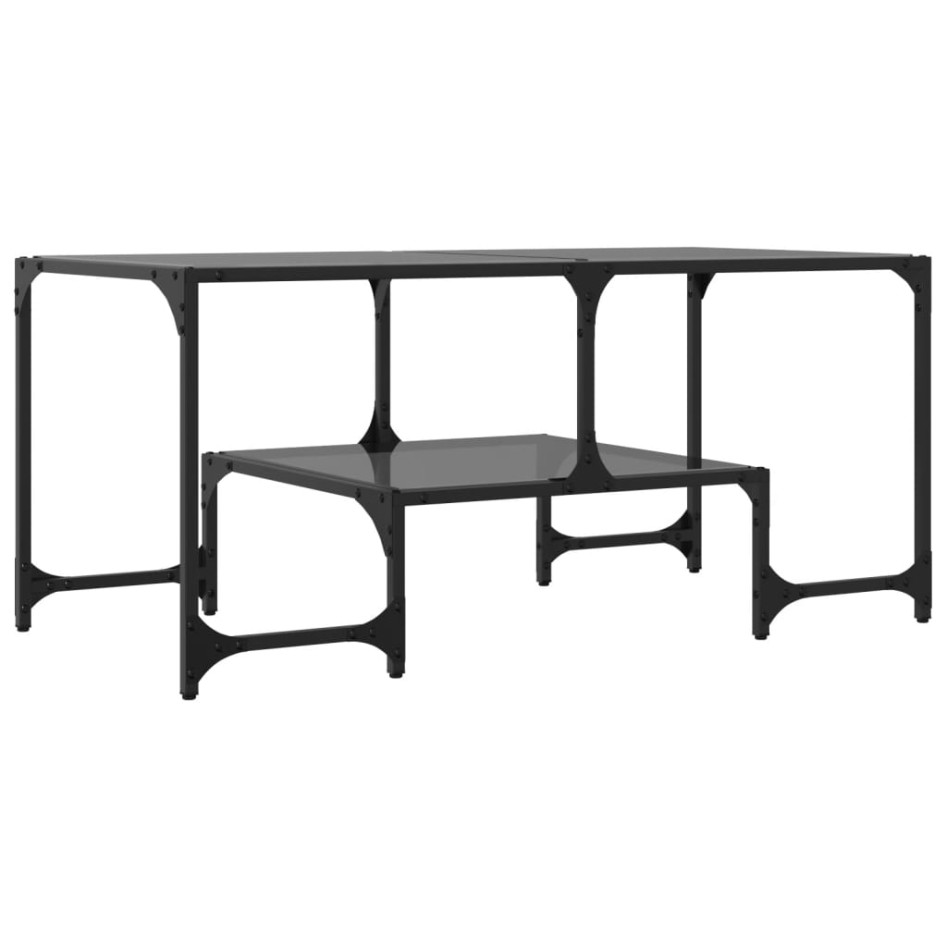 Mesa de centro superficie de vidrio acero negra 98,5x50x45