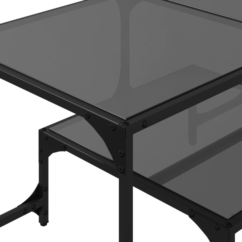 Mesa de centro superficie de vidrio acero negra 98,5x50x45