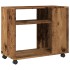 Mesa auxiliar rodante madera ingeniería envejecido 70x35x60