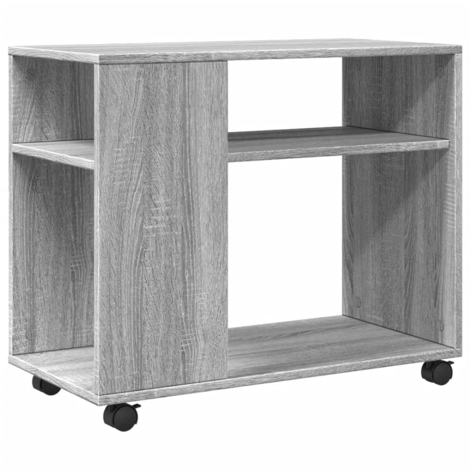 Mesa auxiliar con ruedas madera gris Sonoma 70x35x60