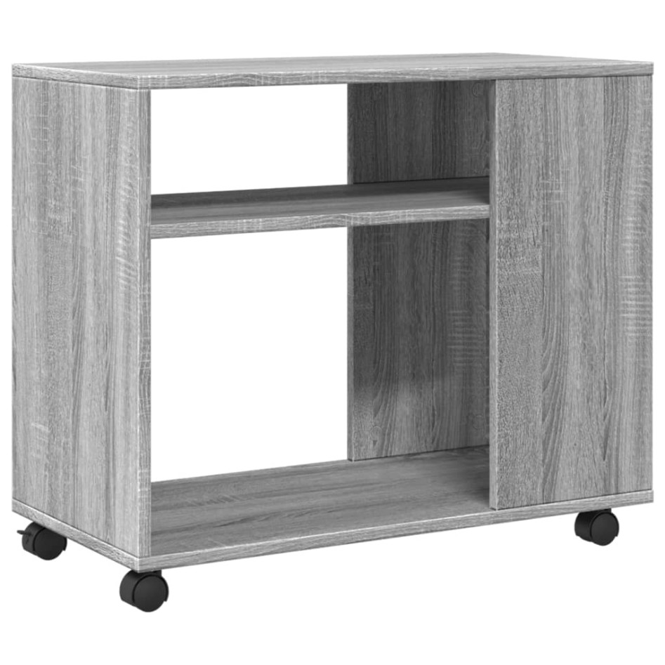 Mesa auxiliar con ruedas madera gris Sonoma 70x35x60