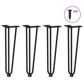 Patas de mesa tipo horquilla 4 uds acero macizo negro 42