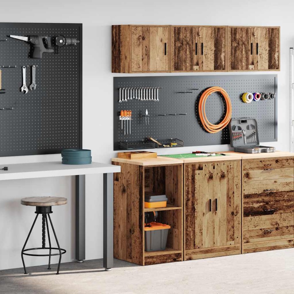 Armarios 2 uds para garaje madera ingeniería antigua