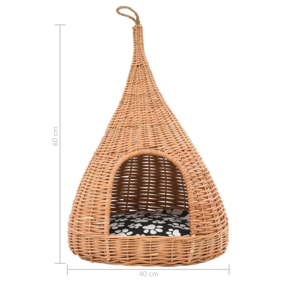 Casa para gatos con cojín y forma de tipi sauce natural