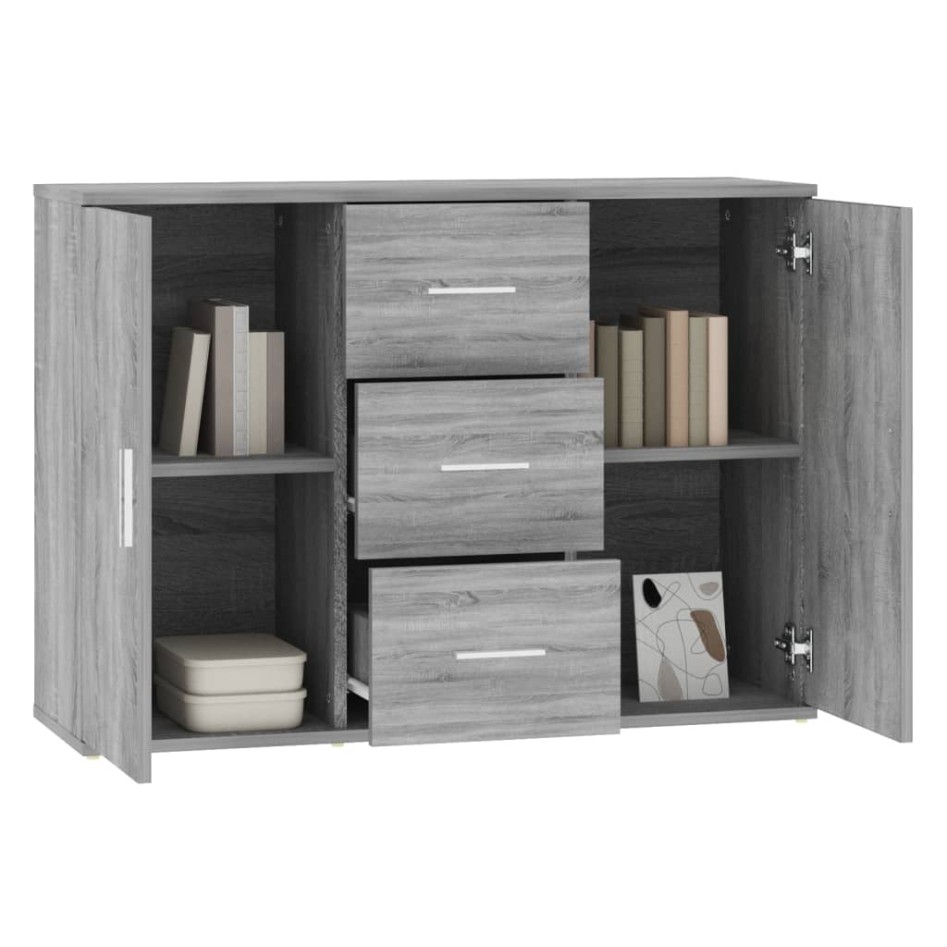 Aparador de madera contrachapada gris Sonoma 91x29,5x65