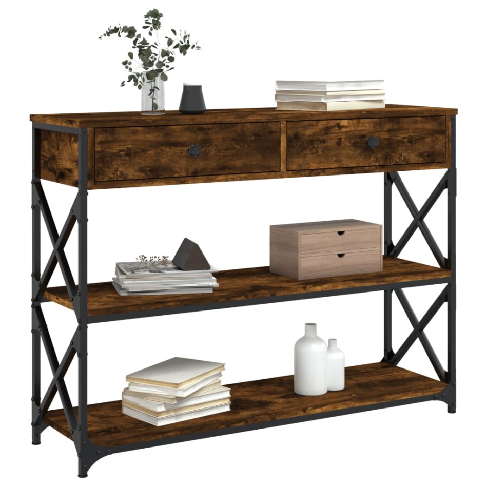 Mesa consola madera de ingeniería roble ahumado 100x28x75