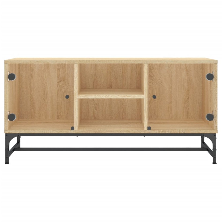 Mueble de TV con puertas de vidrio roble Sonoma 102x37x50