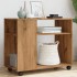 Mesa auxiliar con ruedas madera roble Sonoma 70x35x60