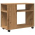 Mesa auxiliar con ruedas madera roble Sonoma 70x35x60