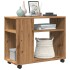 Mesa auxiliar con ruedas madera roble Sonoma 70x35x60