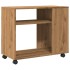 Mesa auxiliar con ruedas madera roble Sonoma 70x35x60