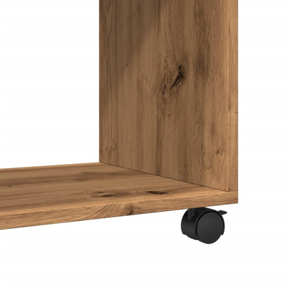 Mesa auxiliar con ruedas madera roble Sonoma 70x35x60