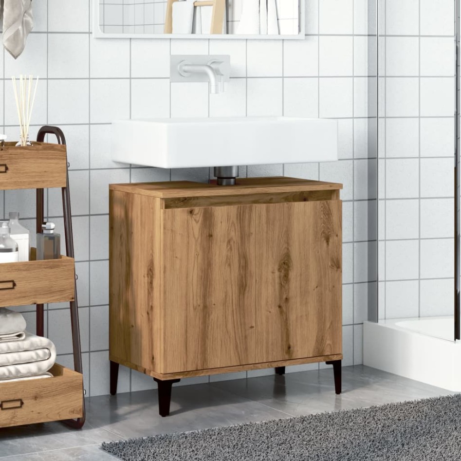Mueble de lavabo madera de ingeniería roble artisan 58x33x60