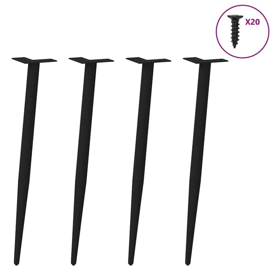 Patas para mesa de centro cónicas 4 uds acero negro 72-73