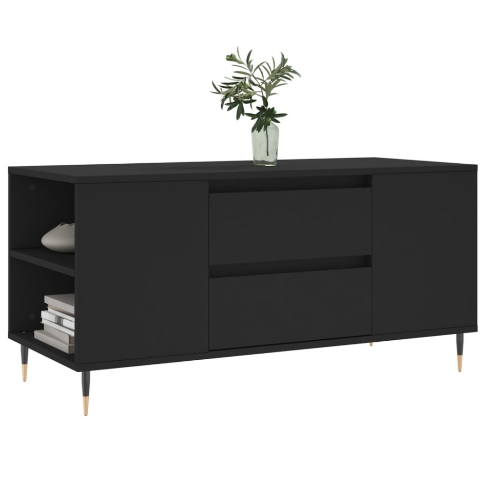 Mesa de centro madera de ingeniería negro 102x44,5x50