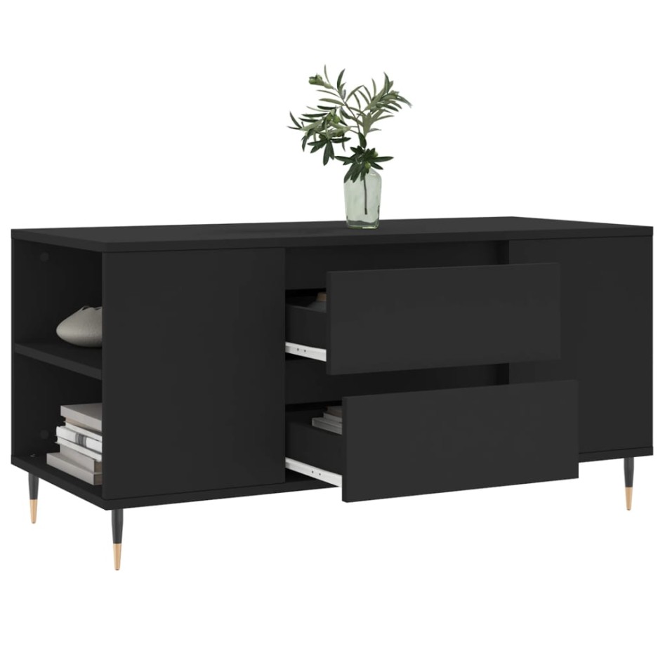 Mesa de centro madera de ingeniería negro 102x44,5x50