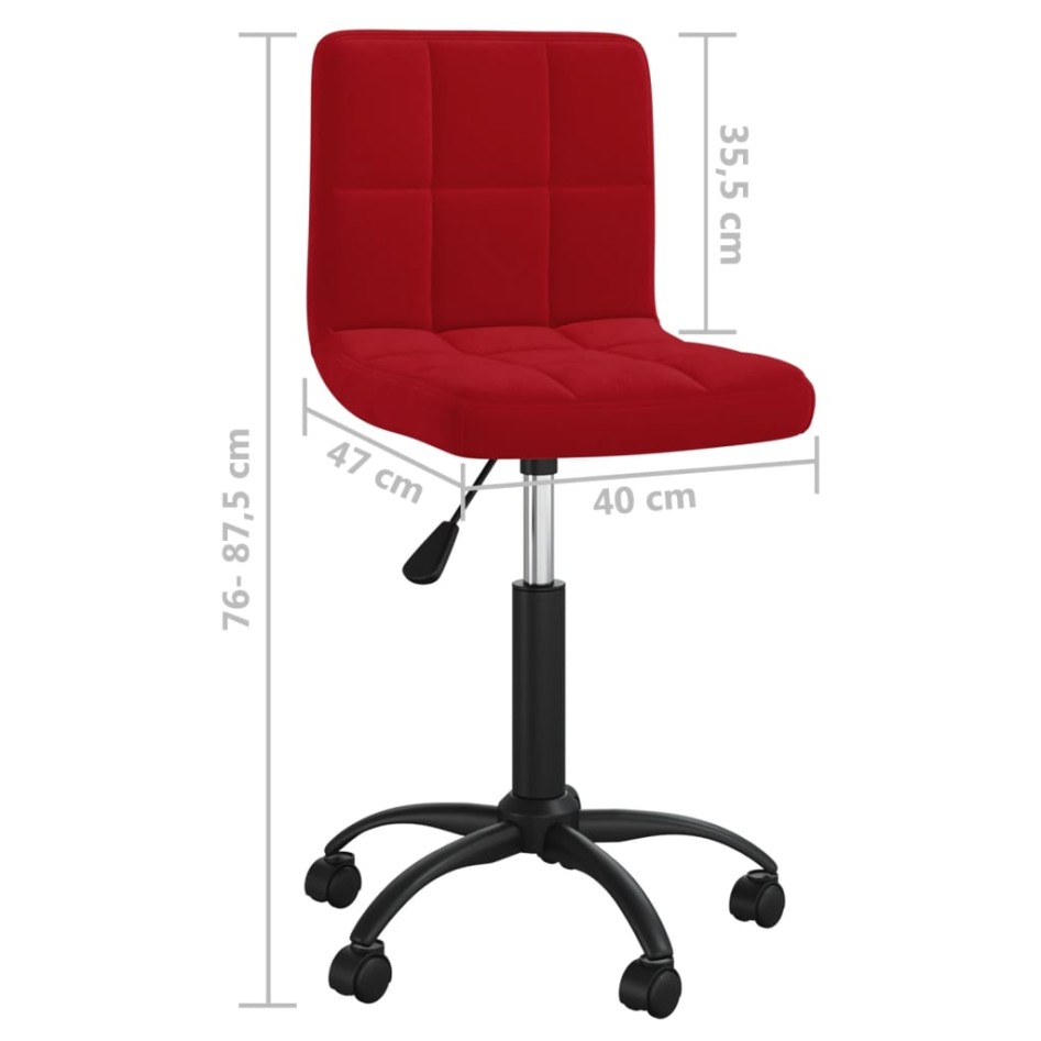 Silla de oficina giratoria de terciopelo rojo