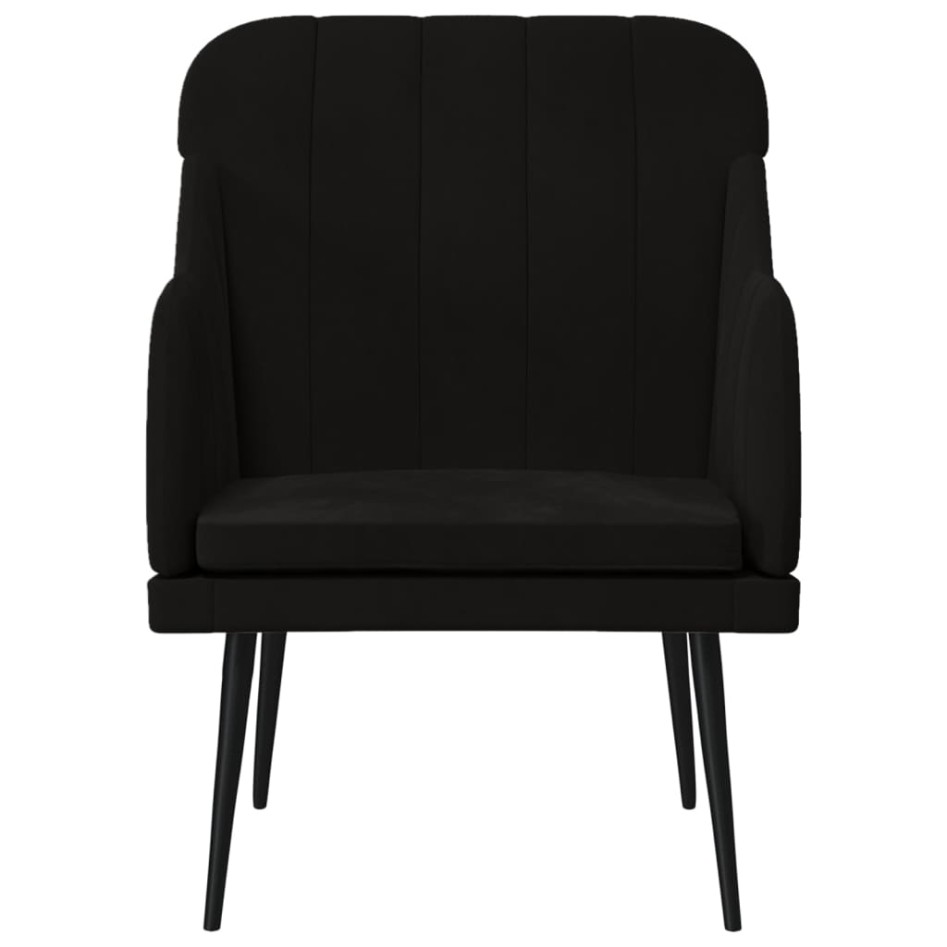 Sillón de terciopelo negro 63x76x80