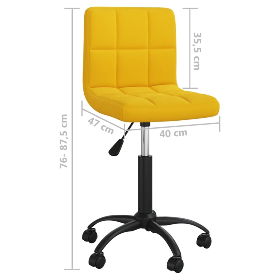 Silla de comedor giratoria de terciopelo amarillo